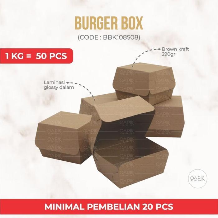 BURGER BOX, KEMASAN MAKANAN, PACKAGING MAKANAN - COKLAT
