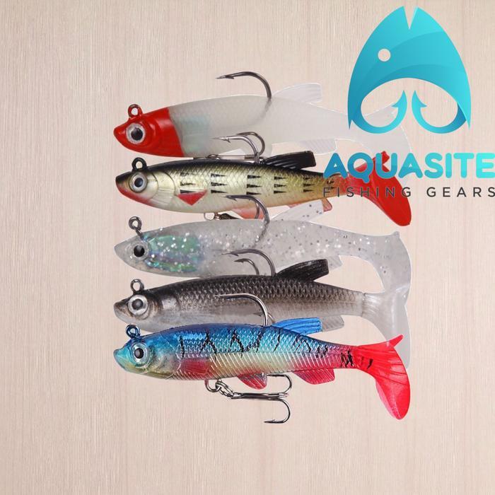 Aquasite Umpan Pancing Soft Lure 8.5 Cm 13 Gram Umpan Karet Dengan Kail Jig Head Umpan Siap Pakai