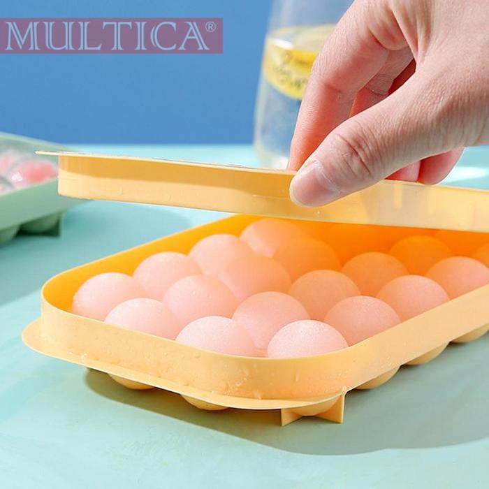 Multica Cetakan Es Batu Bulat Mini Dengan Tutup Untuk Freezer Praktis Dan Hemat Ruang #Gratisongkir