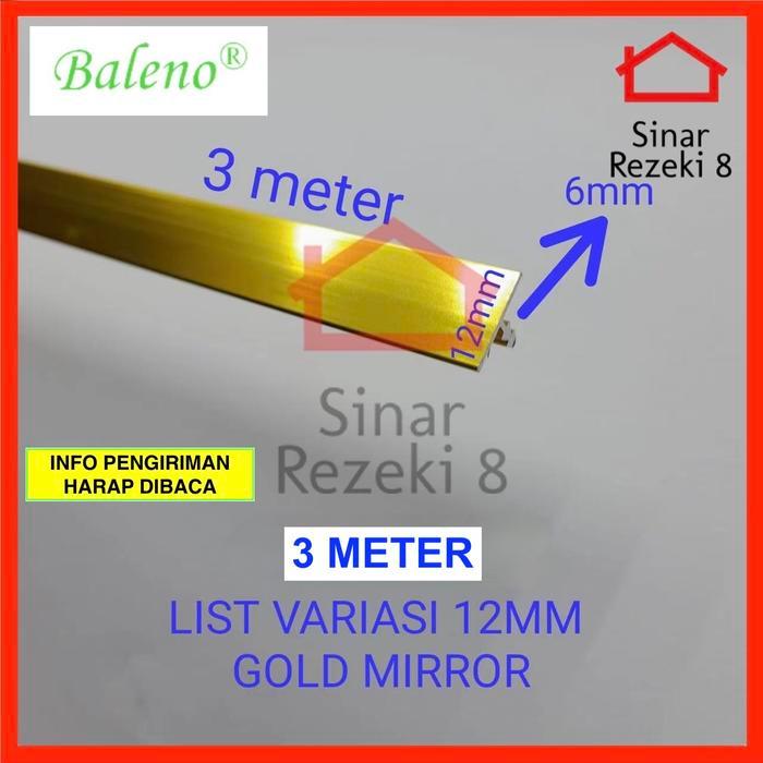 List Variasi T 12 mm GOLD MIRROR / Aluminium Lis Edging Plat Strip .