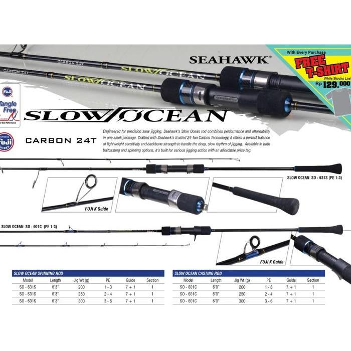 Joran Spinning Seahawk Slow Ocean 631 (One Piece) + Pipa Pvc