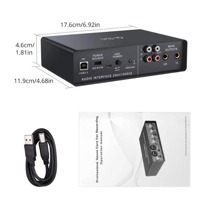 Q24 Soundcard Audio Interface Recording Preamp Usb Music & Alat Gitar Elektrik Piano Dsb Sound Card