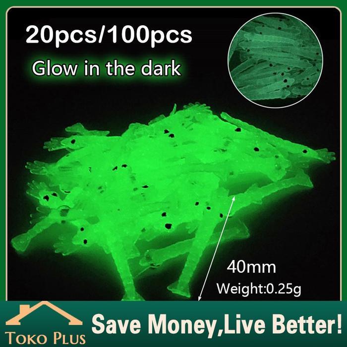 100Pcs Umpan Pancing Udang Softlure Tiruan Kecil Luminous Soft Shrimp Lure Soft Lure Udang Palsu