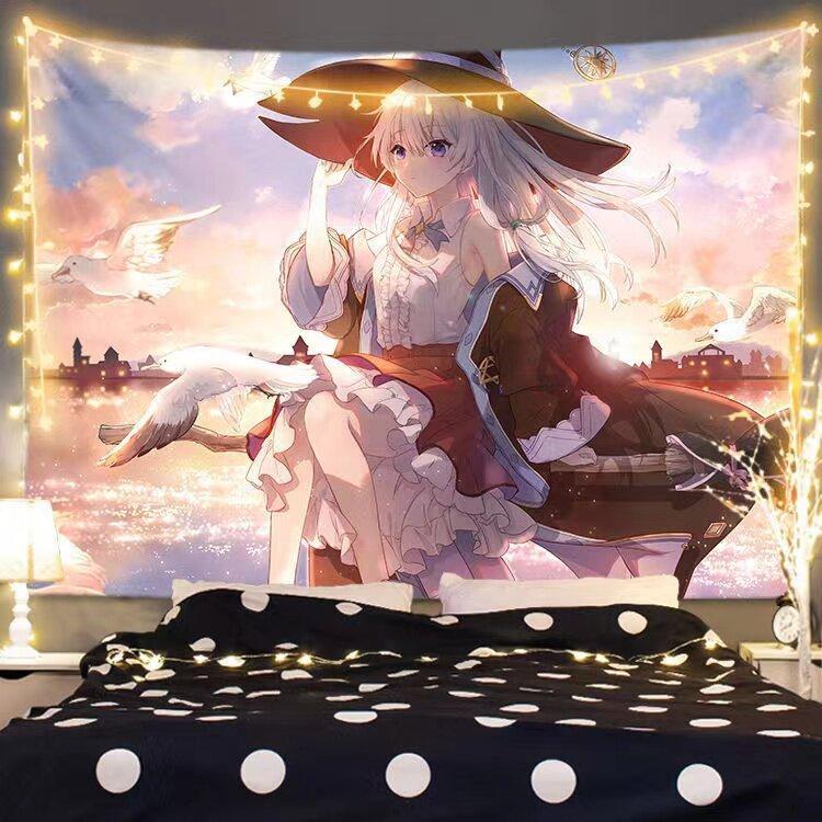 Wandering Witch: Perjalanan Elaina - Kain Tenun Anime, Hiasan Dinding untuk Dekorasi Kamar Tidur & A