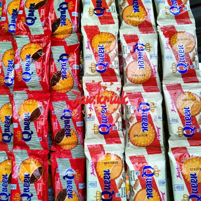 "New" Queen Biskuit Interbis Krim Kacang dan Coklat Isi 10 pcs - Cookies Food