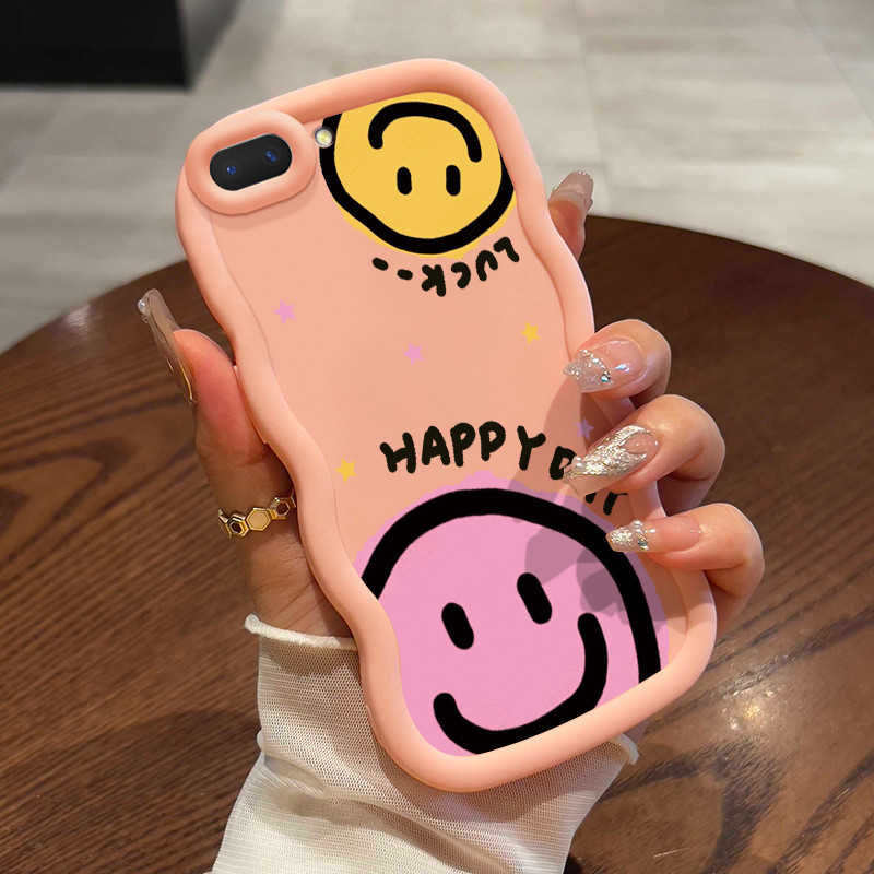Casing HP Untuk OPPO A5 A3s A12E Realme C1 Case Aesthetic Smiley Face Kasing silikon Cesing bingkai 