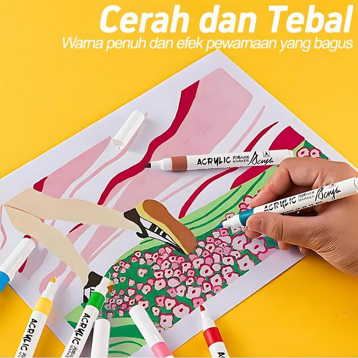 96/80 Warna Spidol Akrilik Untuk Drawing Dan Diy Art Acrylic Marker Set Warna Pastel (Soft Color)