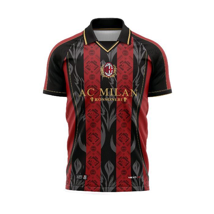 Nizesport - Jersey Ac Milan Vintage Retro Casual Bahan Dryfit Adem Nyaman Olahraga Murah