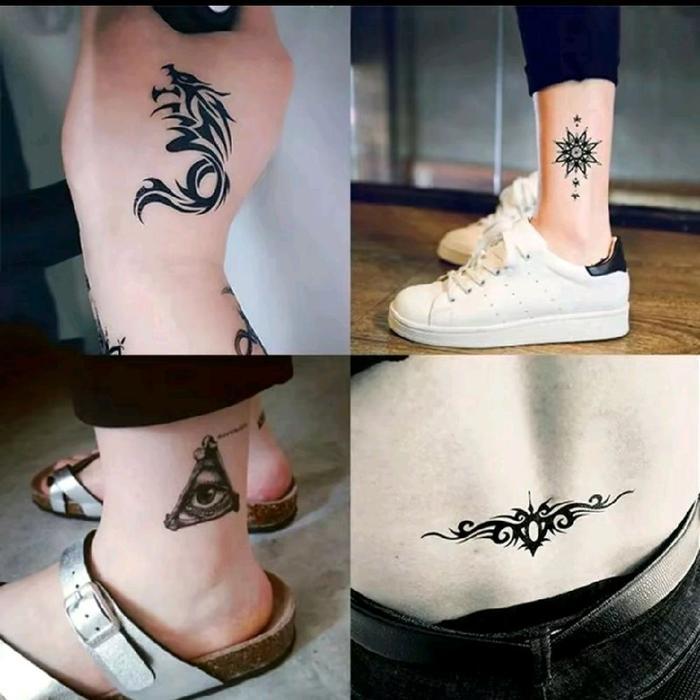 Paket 30 Gambar Tatto Tato Temporer Tubuh Aestethic Tattoo Burung Naga Phoenix Tulisan Kanji Jepang