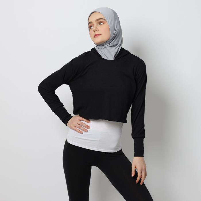 Hia Everywear Seema Crop Top - Vest Atasan Hoodie Rompi Panjang Wanita Outer Casual Tebal Oversize