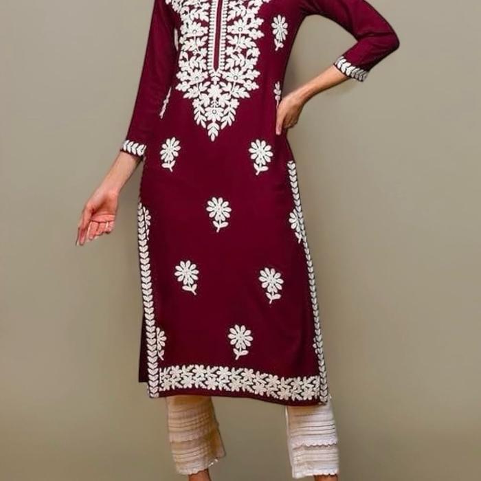 Laqueens Vaamsi Kurta Kurti Baju India Tunik Wanita Remaja Dewasa Motif Bordir Atasan Cantik Panjang