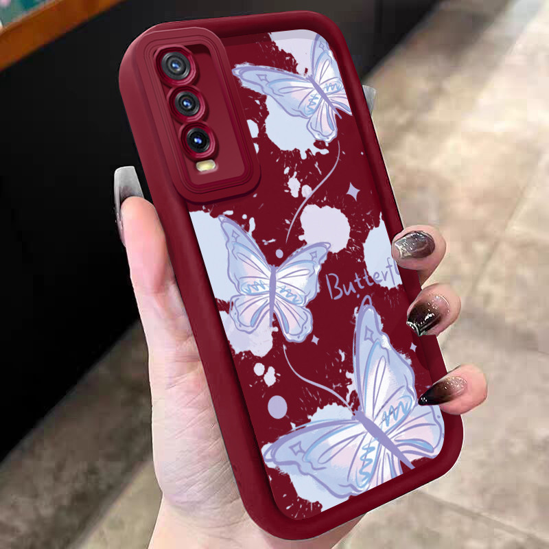 Casing Hp untuk VIVO Y20 Y20s Y20i Y20t Y20G Y12s Y12a Y11s Y30G Y33t Y33s Case Kupu-kupu cat air un