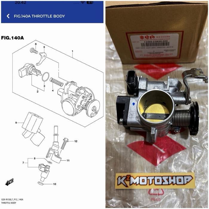 Kemoroshop Throttle Body GSX R150 GSX S150 Kode 23K Original SGP untuk Suzuki GSX R/S 150