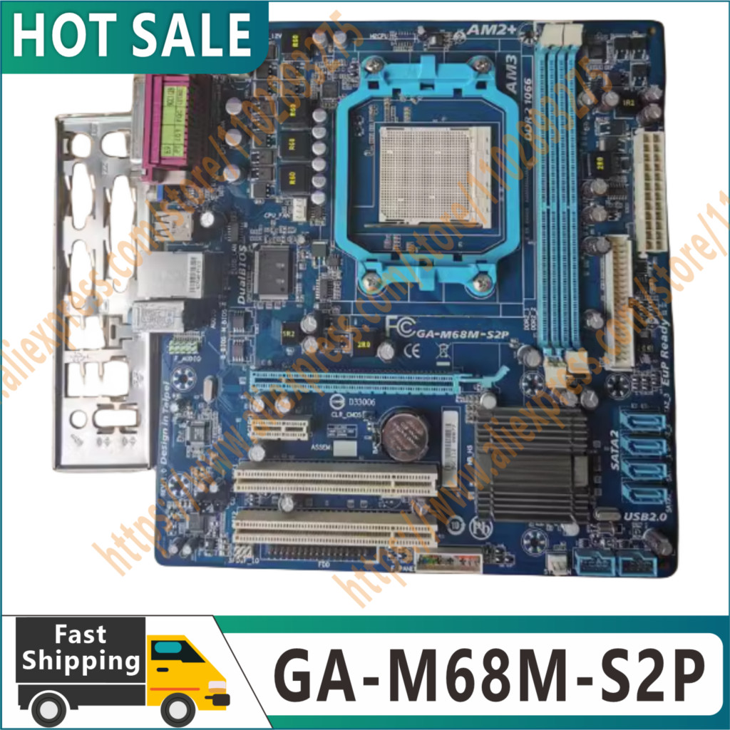 Original GA-M68M-S2P Motherboard DDR2 8GB Socket AM2/AM2+/AM3 M68M S2P Desktop Mainboard Systemboard