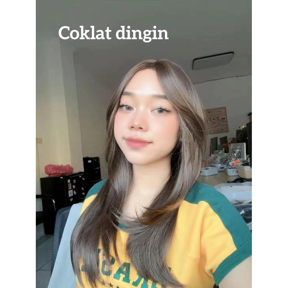 Wig Daily Layer/Wig Korean Style/Rambut Wig Wanita/Wig Tanpa Poni/Wig Wanita Full Kepala/Wig