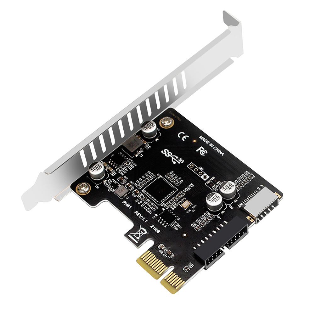 Computer PCI-E To USB 3.0 Type C Front Panel Adapter 19PIN PCI-E To USB 3.0 Hub Splitter Extender