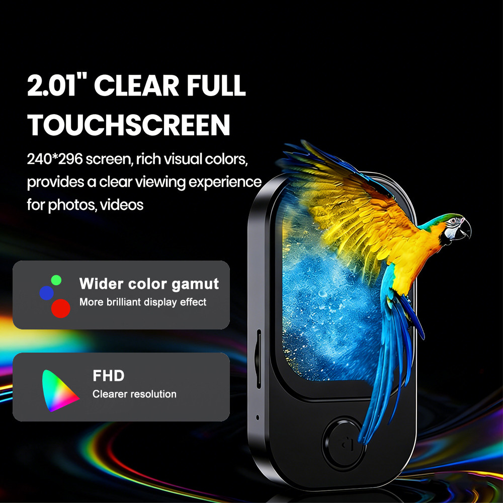 KEBIDU Portable MP4 MP3 Player Bluetooth5.4 Music Player HiFi Sound Video Recorder Sports Walkman