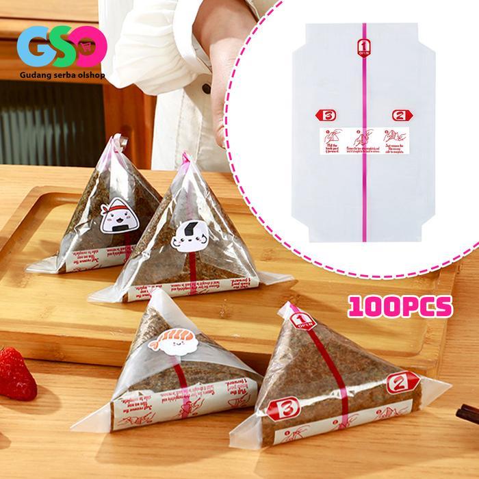nori onigiri Nori Wrapper Segitiga 100pcs Jepang Double Layer Anti Fog Plastik Wrap Bungkus Onigiri