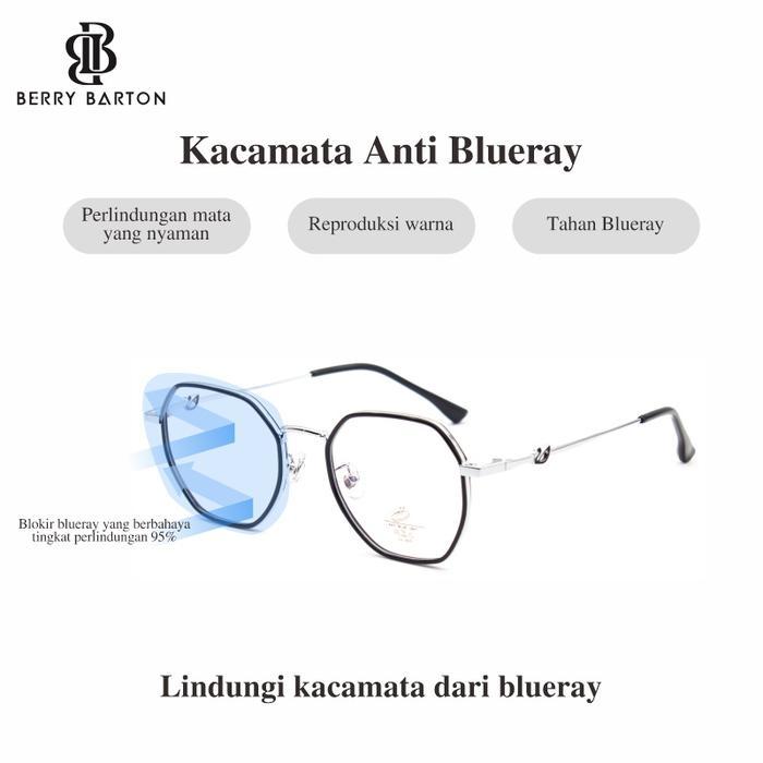TERJAMIN Berrybarton - Kacamata Segi Enam Titanium Anti Radiasi Blueray Photocromic Pria Wanita 0608