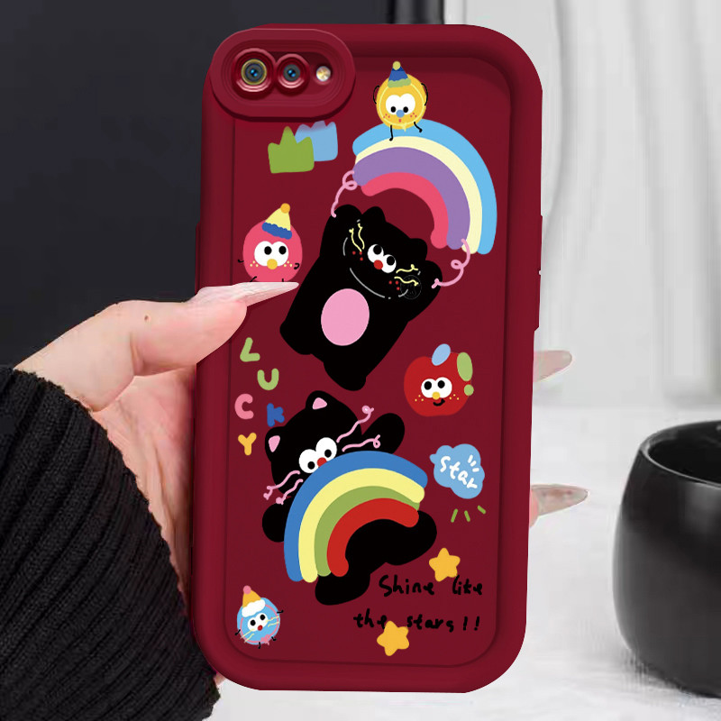 Casing Hp untuk Realme C2 C2s OPPO A1K Case Rainbow Kitten Kasing silikon Cesing  Softcase anti putu