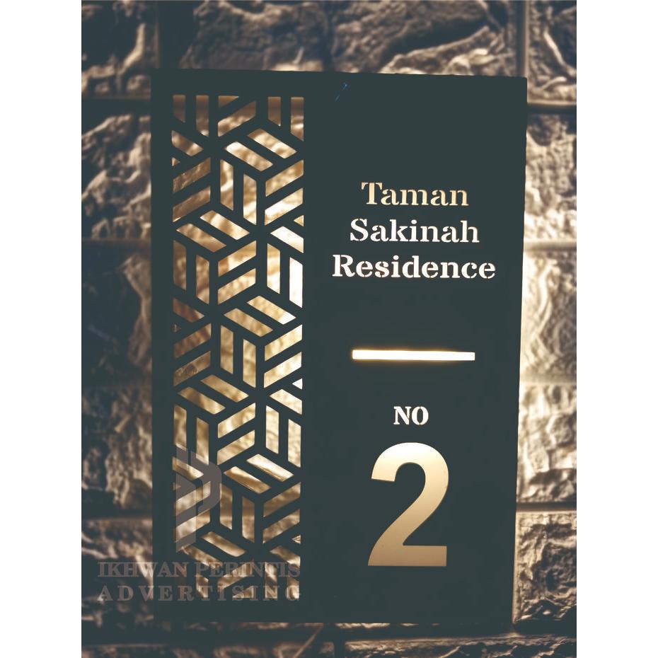 Nomor Rumah LED Akrilik Custom HD1-B PAPAN NO RUMAH ELEGAN