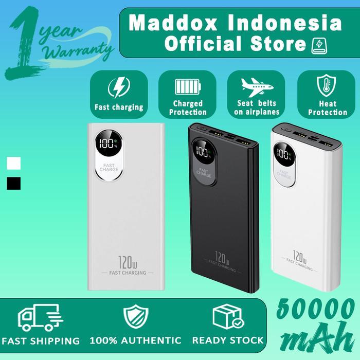 Maddox Powerbank 50000mAh 120W Pengisian Cepat Ultra-Fast Charging dengan Perlindungan Chip