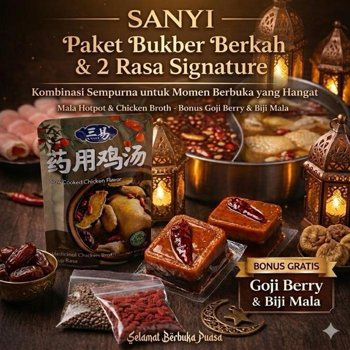 terlaris SANYI Paket Bukber Berkah: Bumbu Halal Hotpot Malatang Shabu Shuki Duo Rasa Yin-Yang