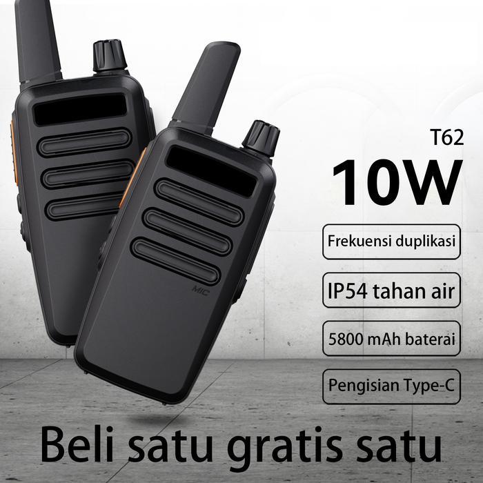 HT T62 Walkie Talkie Two Way Radio Wailkie-Talkie Long Range 10W Panggilan Frekuensi Tinggi Handy