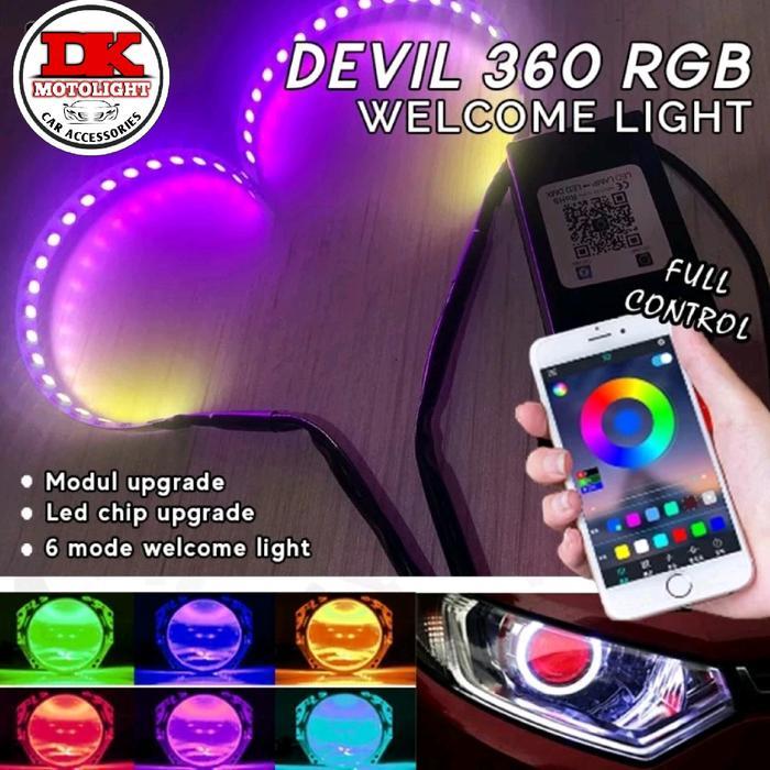 Diskon - Lampu Demon Eyes Rgb Projector Biled Bisa Atur Via Aplikasi Demon Eyes Motor Mobil