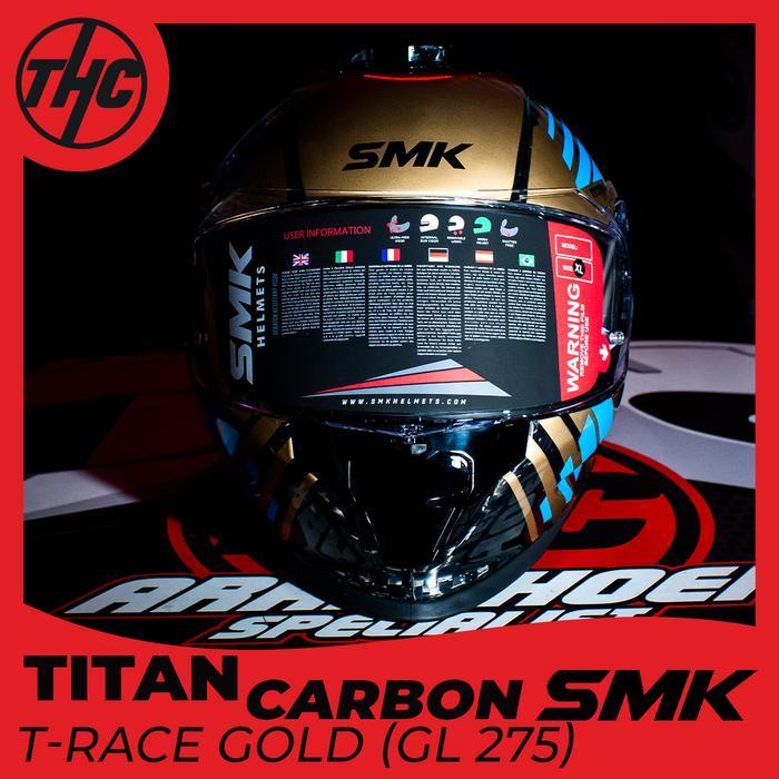 SMK TITAN CARBON T-RACE GOLD FULL FACE HELMET