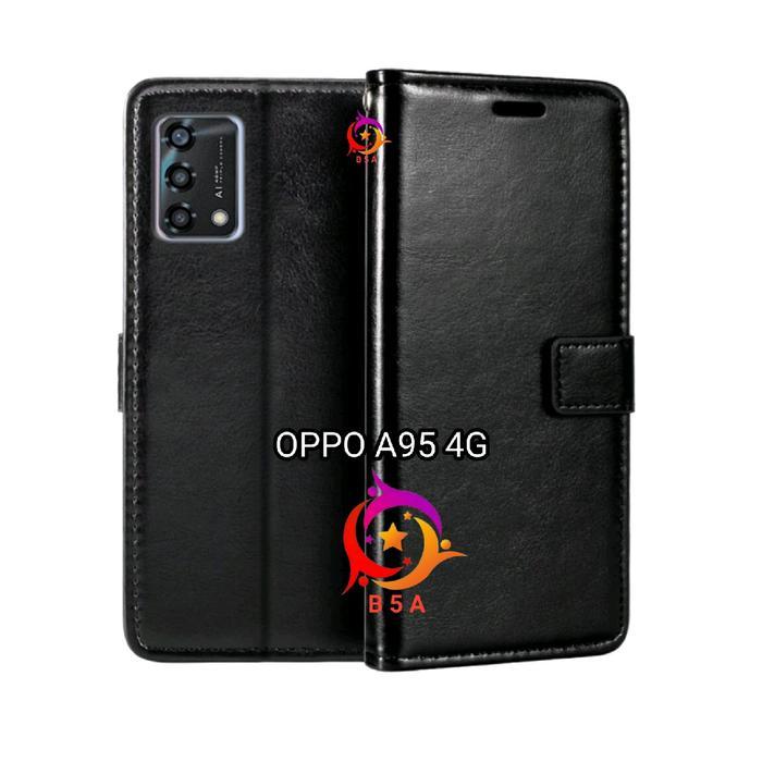 OPPO A95 4G Flip Cover Wallet Leather Casing Dompet Kulit ( Case Untuk A95 4G ) Slot Card Warna