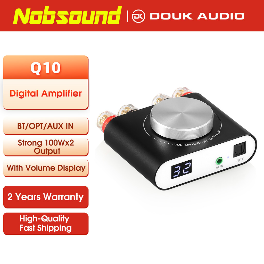 Nobsound Q10 Mini Digital AUX/Optical Amplifier Bluetooth 5.0 Receiver HiFi Class D Desk Power Amp