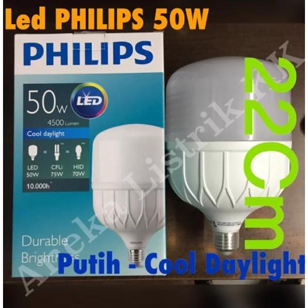 Bohlam Bola Lampu LED PHILIPS 50 Watt TFORCE CARE W Watt Putih T FORCE