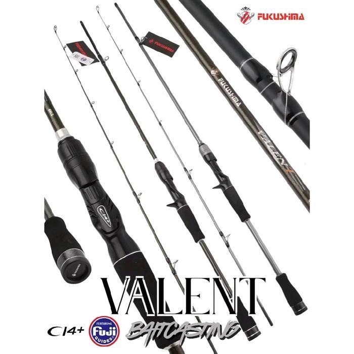 JORAN BC/BaitCasting FUKUSHIMA VALENT Ring Fuji Reel Seat C14+ CARBON PREMIUM 6-14lb - Warna GREY uk