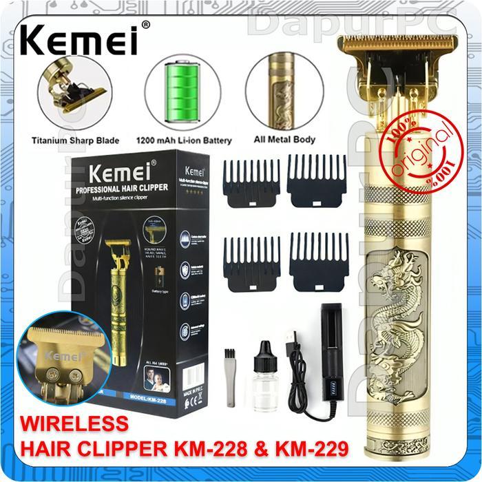 KEMEI KM 228 & KM 229 WIRELESS HAIR CLIPPER RECHARGEABLE CORDLESS SHAVER
