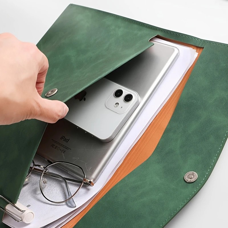 PU Leather File Folders A4 File Storage Bag Document Bags Tablet Sleeve for Home School Office