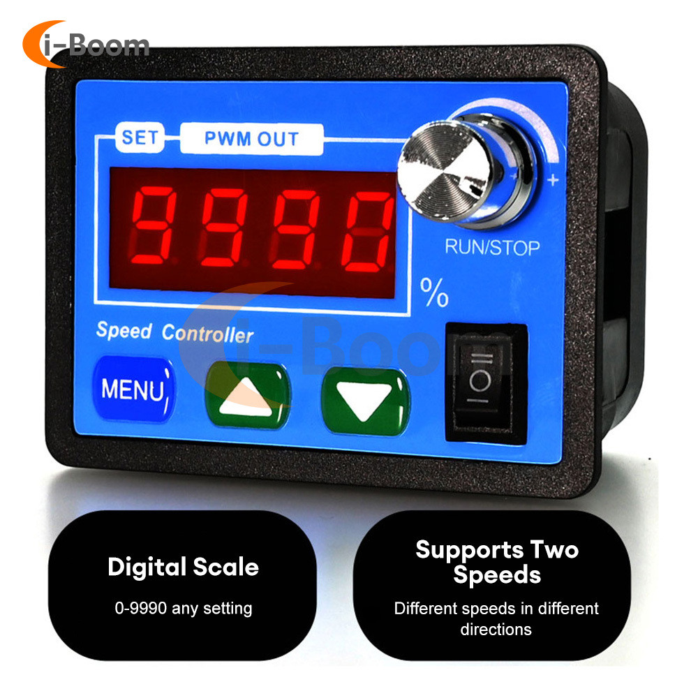 DC6V~55V PWM Motor Driver Motor Speed Controller Pushbutton Knob Control with Switch LED Digital Dis