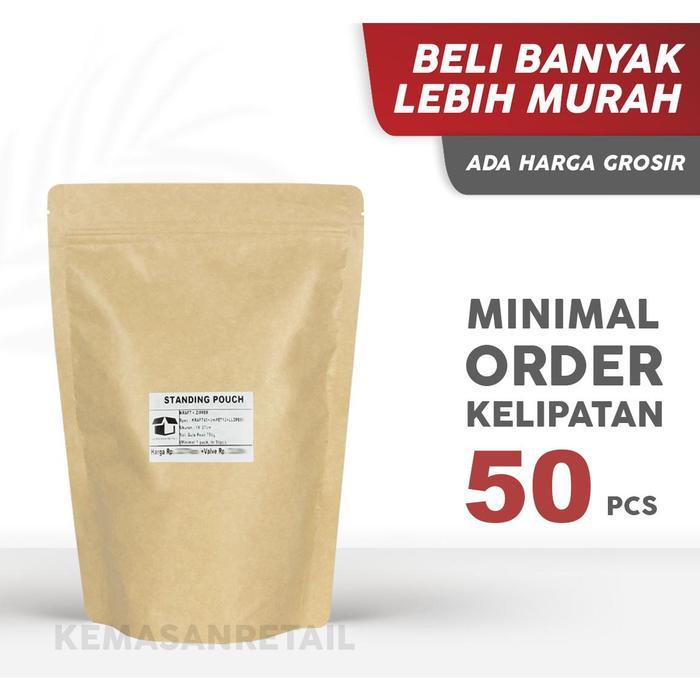 Standing Pouch Kraft 19x27cm (1000g) - Plastik Klip Makanan - Kemasan Standing Pouch Makanan