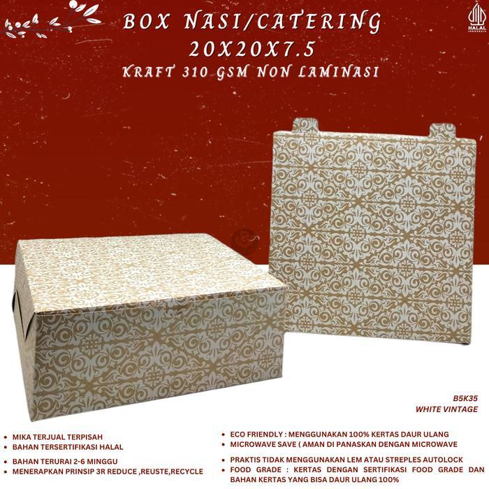 [25 Pcs] Dus Nasi 20X20 / Box Nasi 20X20 / Dus Box Kotak Kardus Nasi Katering Makanan 20X20 / B5K35