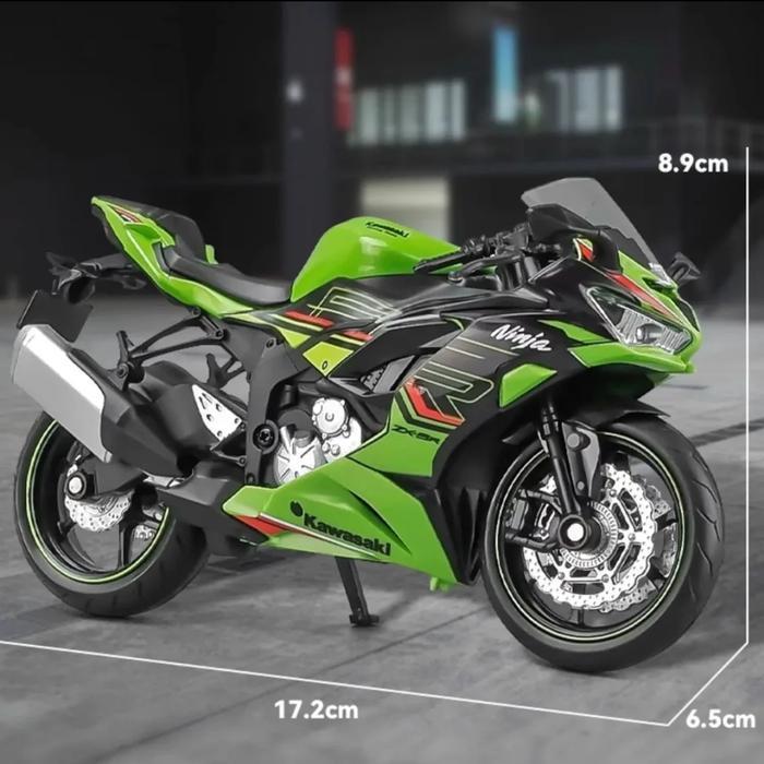 Diecast Motor Kawasaki Ninja ZX-6R ZX6R Skala 1:12 Miniatur Motor Balap