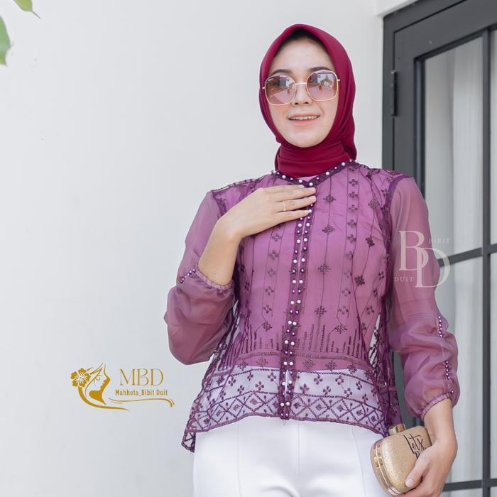 Zaina Outer Crop Brukat Organza / Outer Brokat Sapto / Outer Organza Kondangan Crop Mix Tile Brokat