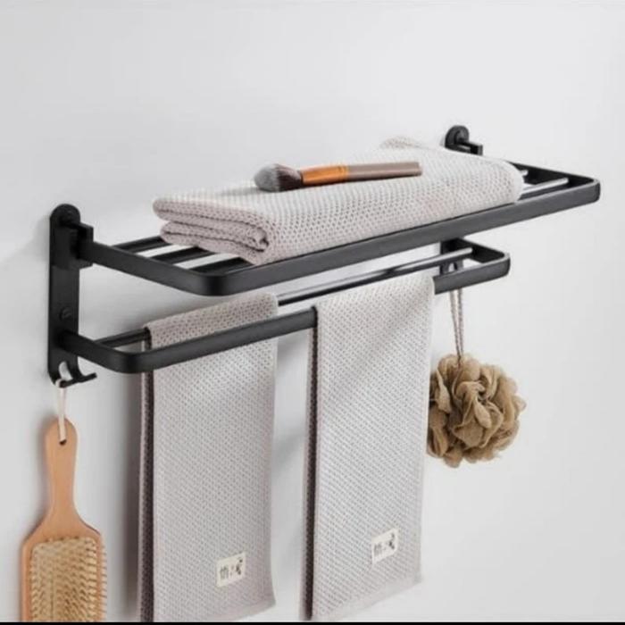 Gantungan Handuk stainless hitam Gantungan handuk kamar mandi