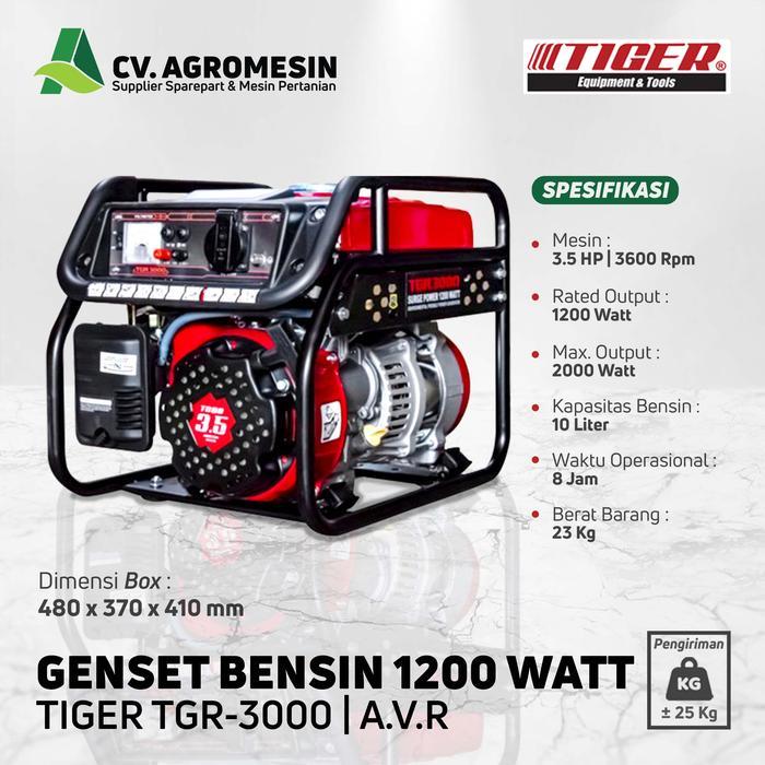 Genset 1200 Watt Tiger TGR3000 Mesin Genset Bensin