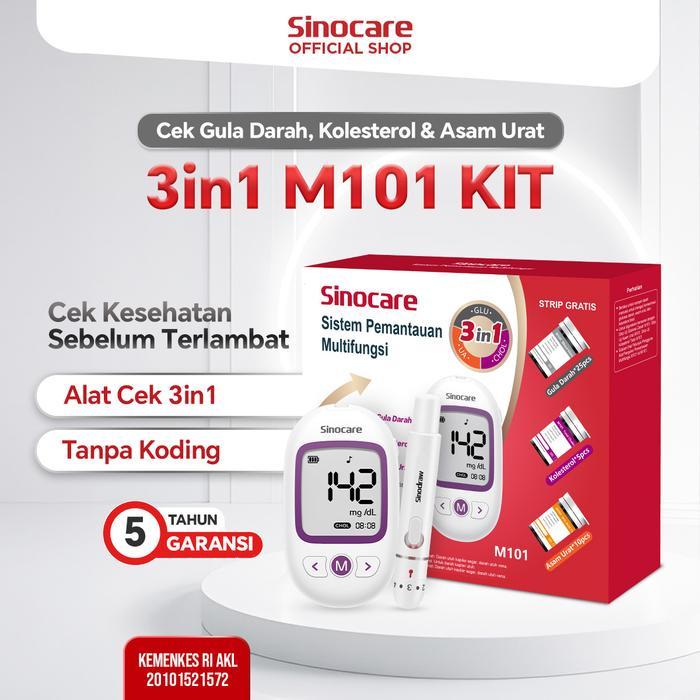 Omron - No ing M101 Alat 3 in 1 GCU Cek Gula Darah, Kolesterol & Asam Urat 1 Set Lengkap Tanpa