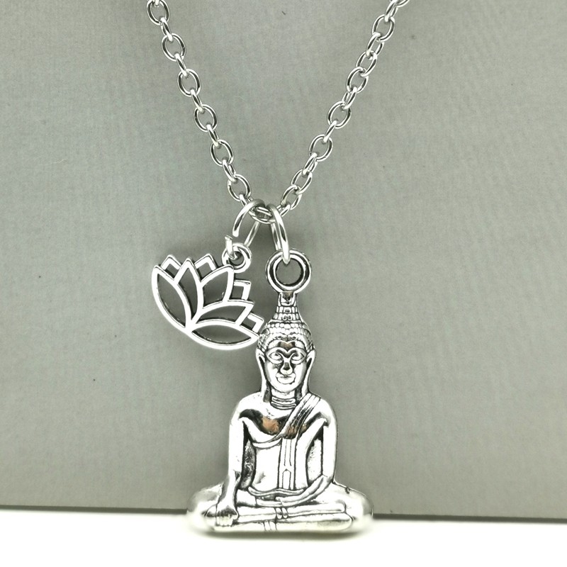2020 NEW Buddha necklace Lotus Flower necklace silver color Spiritualist Pendant Gift For Friend MEN