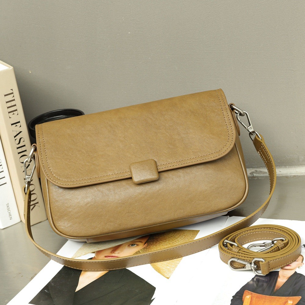 Premium Full-Grain Vegetable-Tanned Leather Crossbody Bag - Women's Luxury Convertible Shoulder Bag