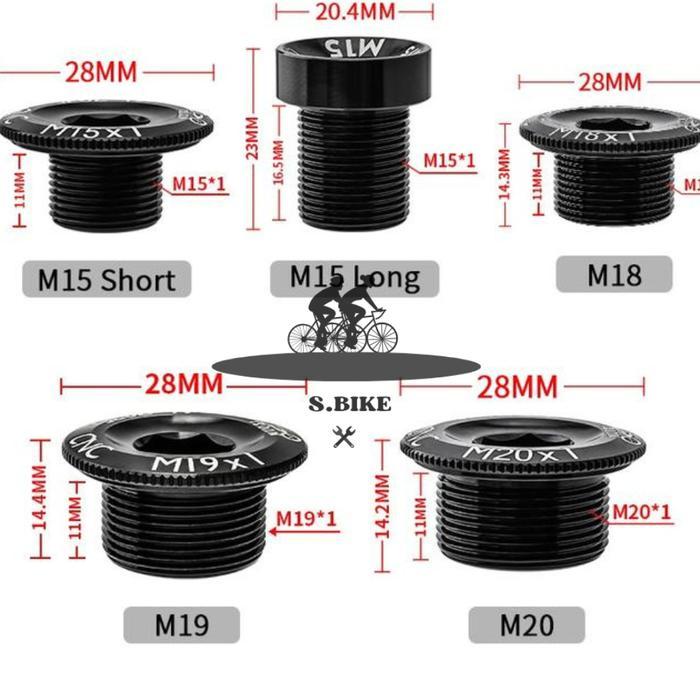 [ S.Bike ] Tutup Crank Kiri Ht2 Litepro Ori M15 M18 M19 M20 Cover Baut Screw Hollowtech Aluminium