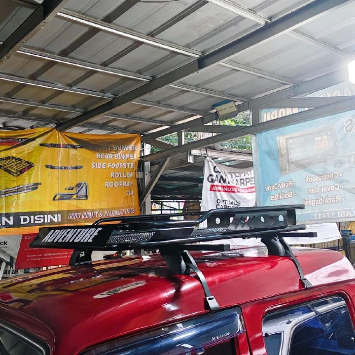 Roof rack bagasi atas mobil Suzuki Katana model adventure plus cross bar komplit bahan Full besi