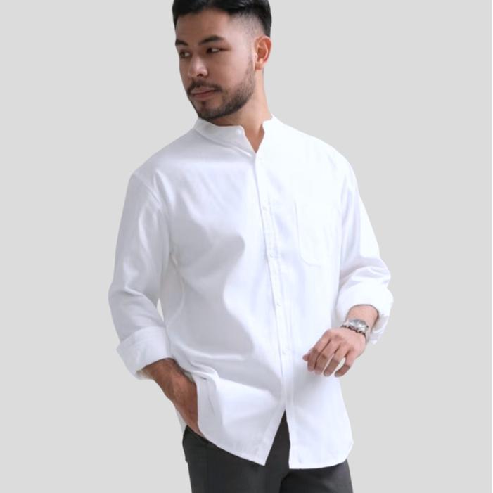 Kameja Lengan Panjang Pria Hm Kemeja Panjang Sanghay Polos Katun Tuwil Putih Baju Cowok Casual Twill