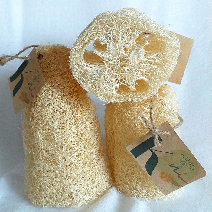 Loofah Gambas Kering Shower Puff Sabut Emes Scrub Badan Spons Mandi Sponge Cuci Piring 10-15 cm